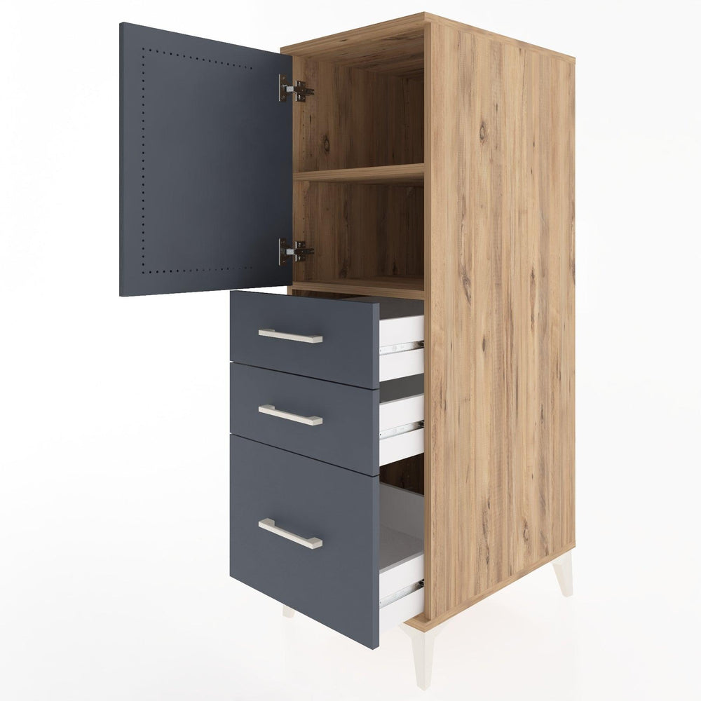 Woodntry Modular Cabinet Pine 44x30x122 cm with Doors and Drawers KC6-3