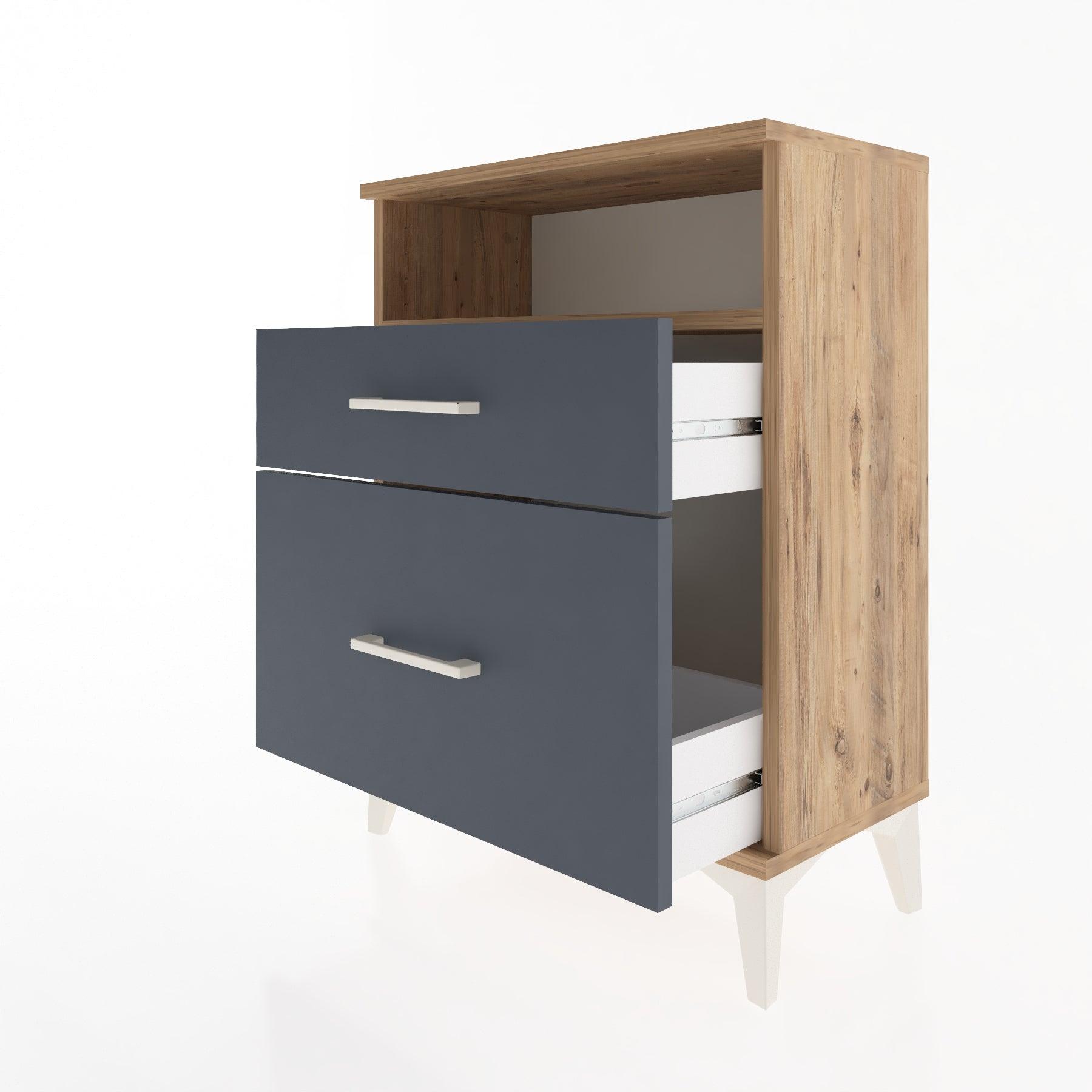 Woodntry Modular Nightstand Pine 60x30x68 cm with Drawers and Shelves CR6-3