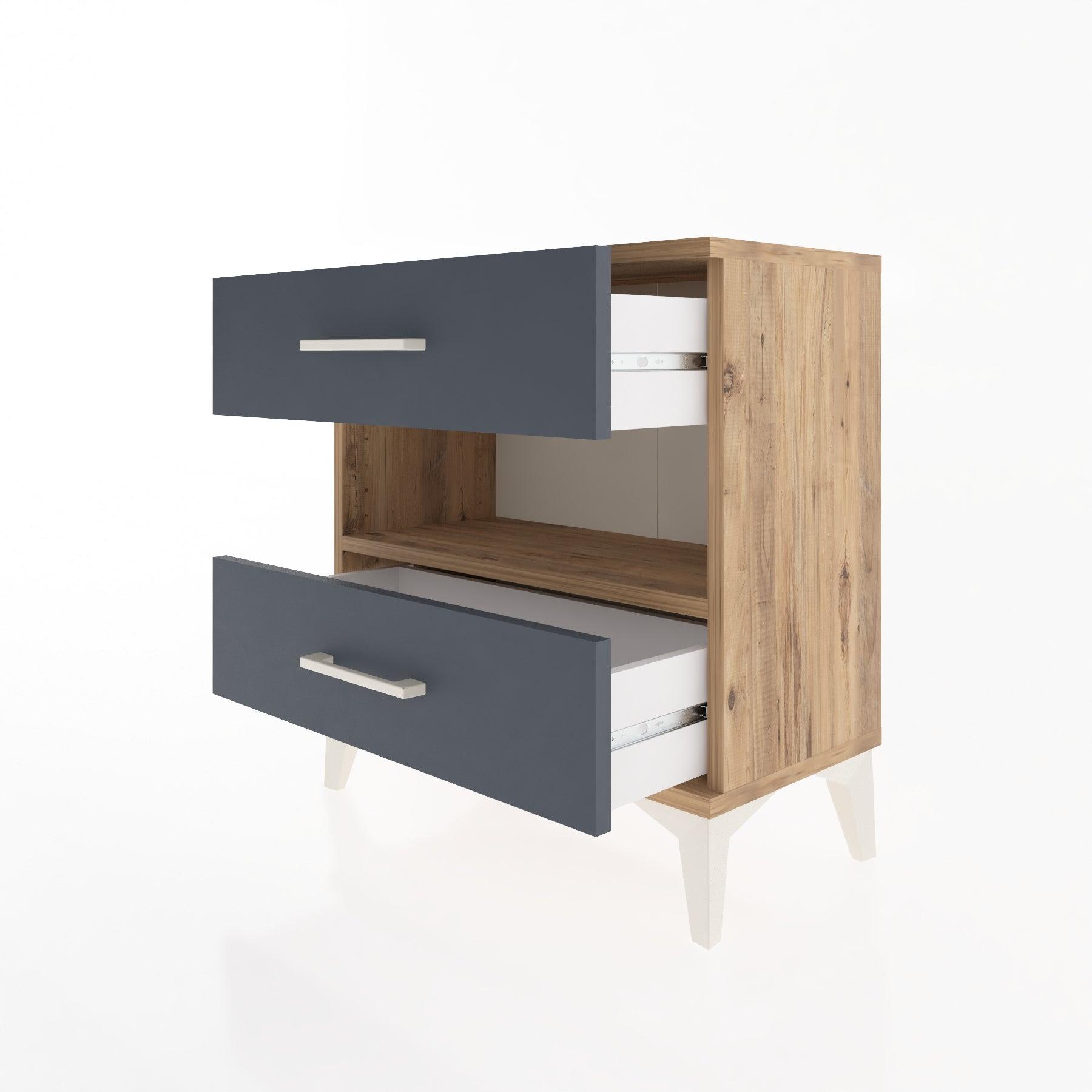 Woodntry Modular Nightstand Pine 60x30x52 cm with Drawers and Shelves CR6-3
