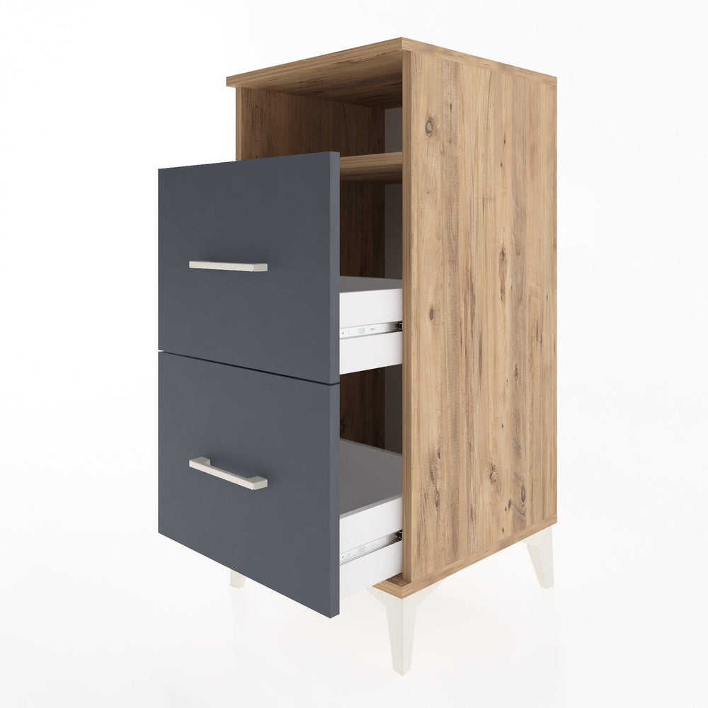 Woodntry Modular Nightstand Pine 44x44x84 cm with Drawers and Shelves CR6-3