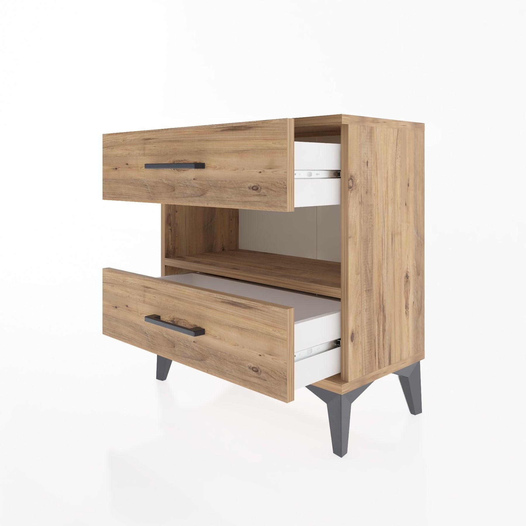 Woodntry Modular Nightstand Pine 60x30x52 cm with Drawers and Shelves CR6-3