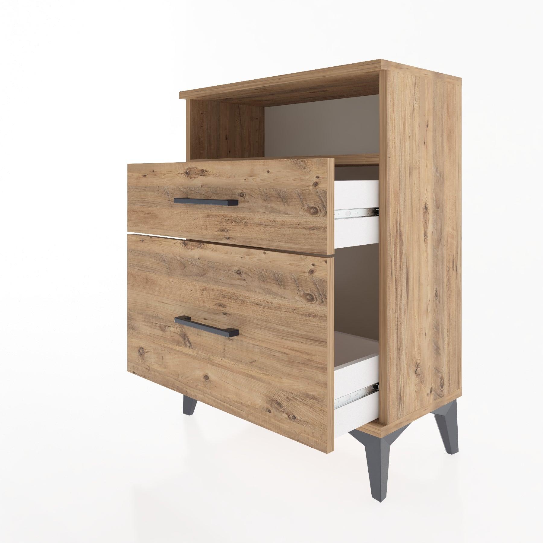 Woodntry Modular Nightstand Pine 60x30x68 cm with Drawers and Shelves CR6-3