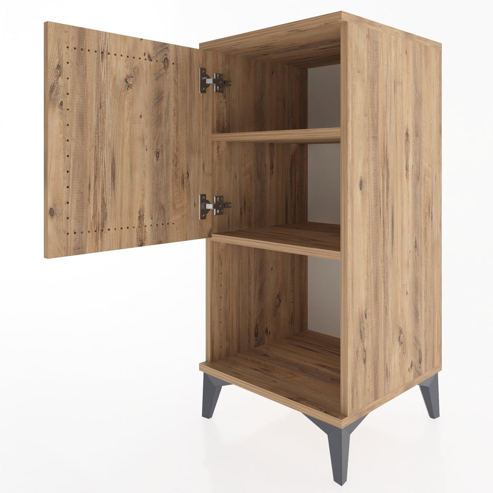 Woodntry Modüler Komodin Çam 44x44x84 cm Kapaklı ve Raflı KR28-3