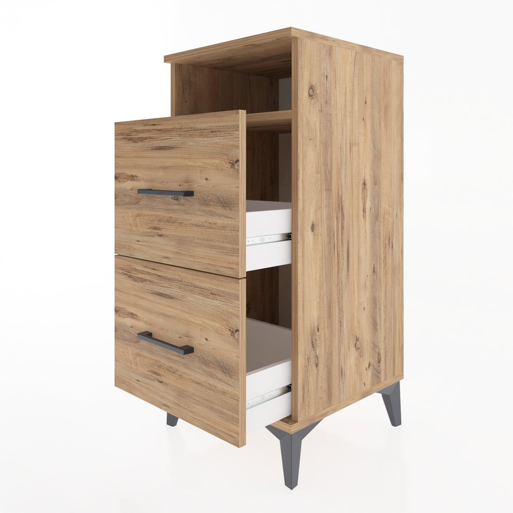 Woodntry Modular Nightstand Pine 44x44x84 cm with Drawers and Shelves CR6-3