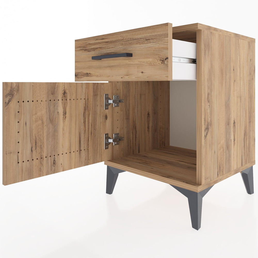 Woodntry Modular Nightstand Pine 44x44x52 cm with Cover and Drawer KC6-3