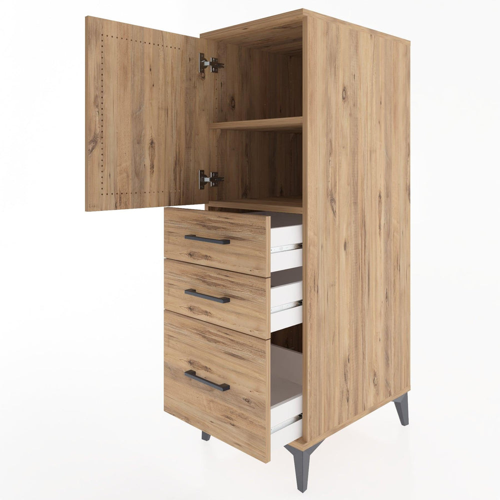 Woodntry Modular Cabinet Pine 44x30x122 cm with Doors and Drawers KC6-3