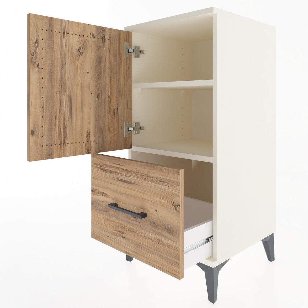 Woodntry Modular Nightstand Moonstone 44x44x84 cm with Cover and Drawer KC29-1