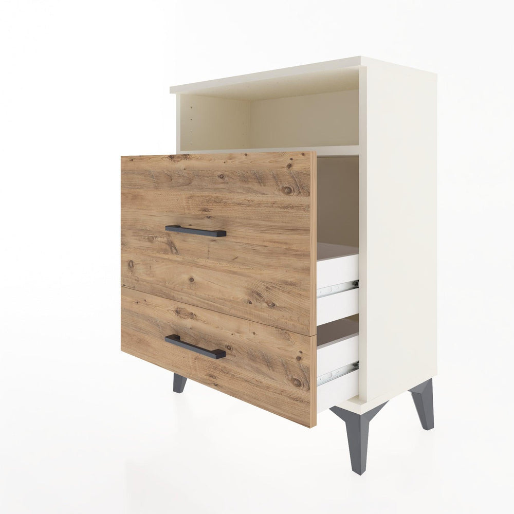 Woodntry Modular Nightstand Moonstone 60x30x68 cm with Drawer and Shelf CR7-1