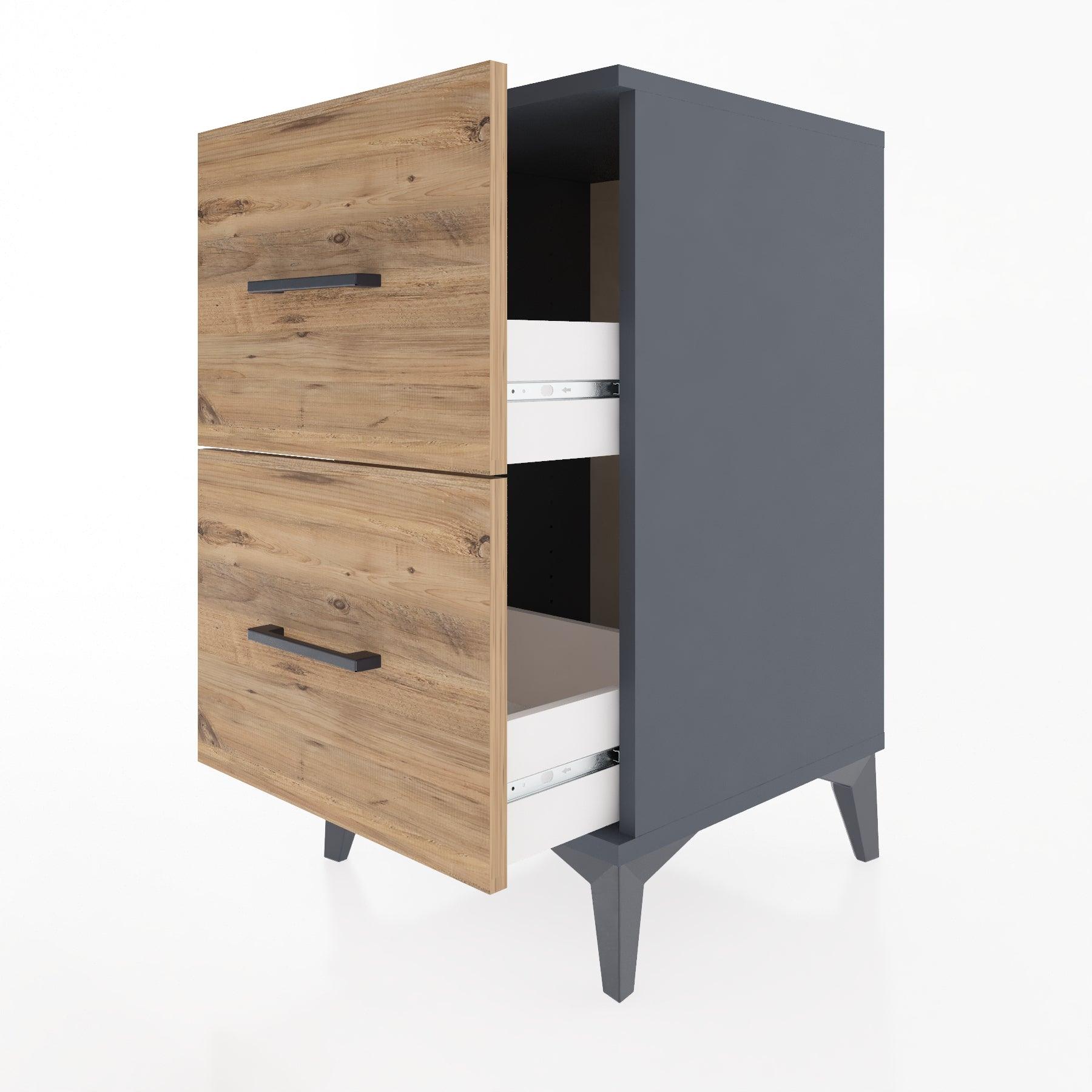 Woodntry Modular Nightstand Anthracite 44x44x68 cm Drawer C7-2