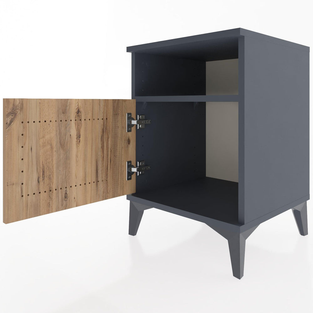 Woodntry Modular Nightstand Anthracite 44x44x52 cm with Cover and Shelf KR7-2