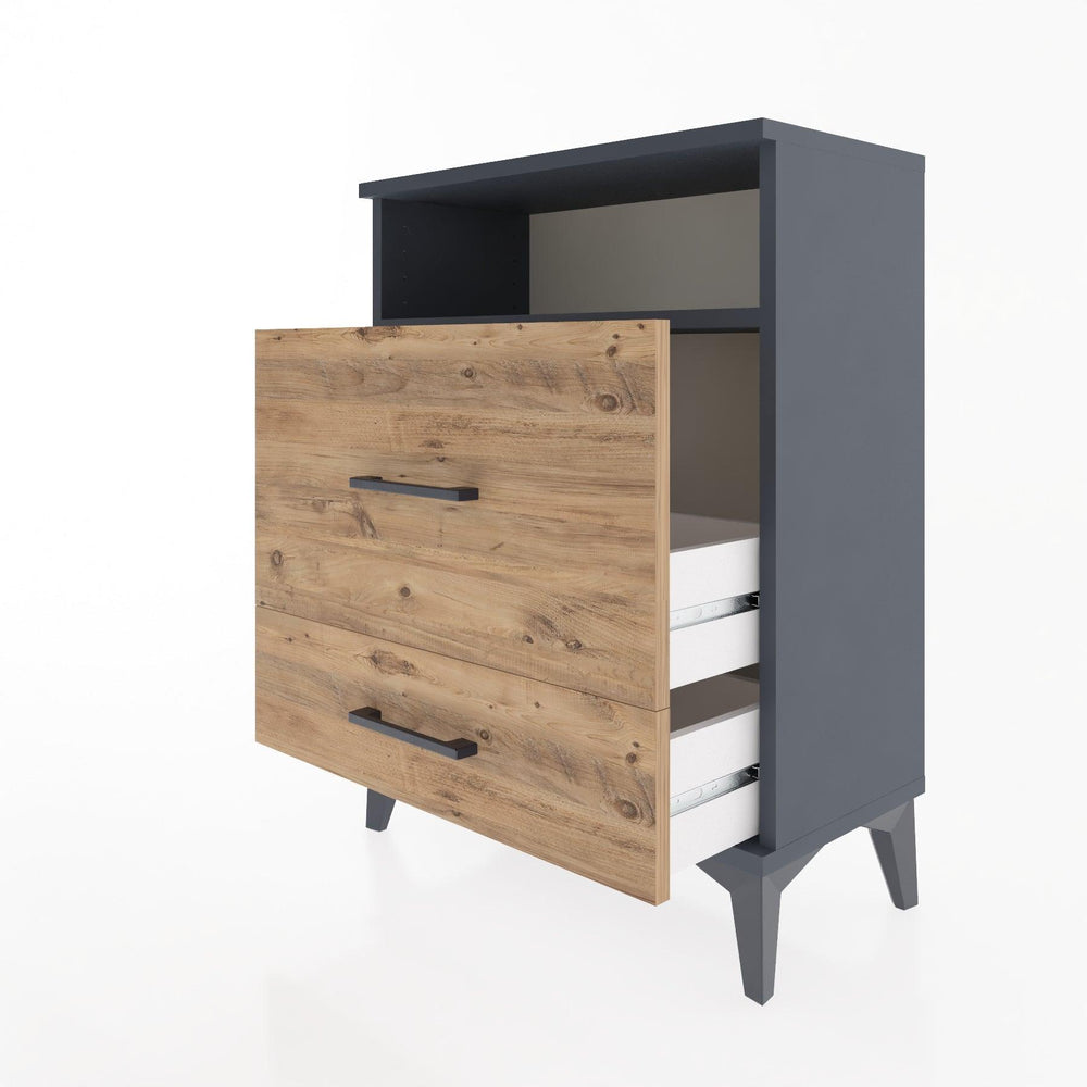 Woodntry Modular Nightstand Anthracite 60x30x68 cm with Drawer and Shelf CR7-2