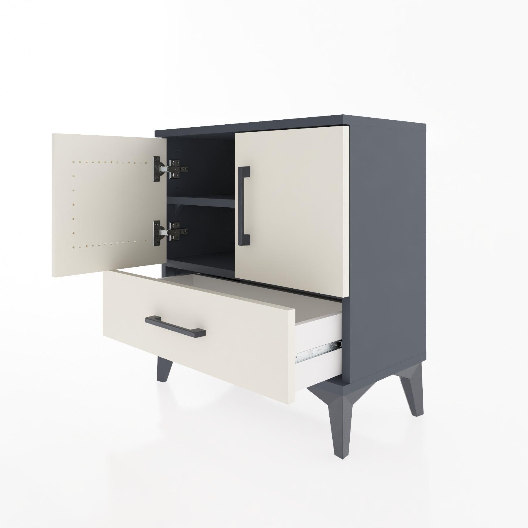 Woodntry Modular Nightstand Anthracite 60x30x52 cm with Cover and Drawer KC7-2