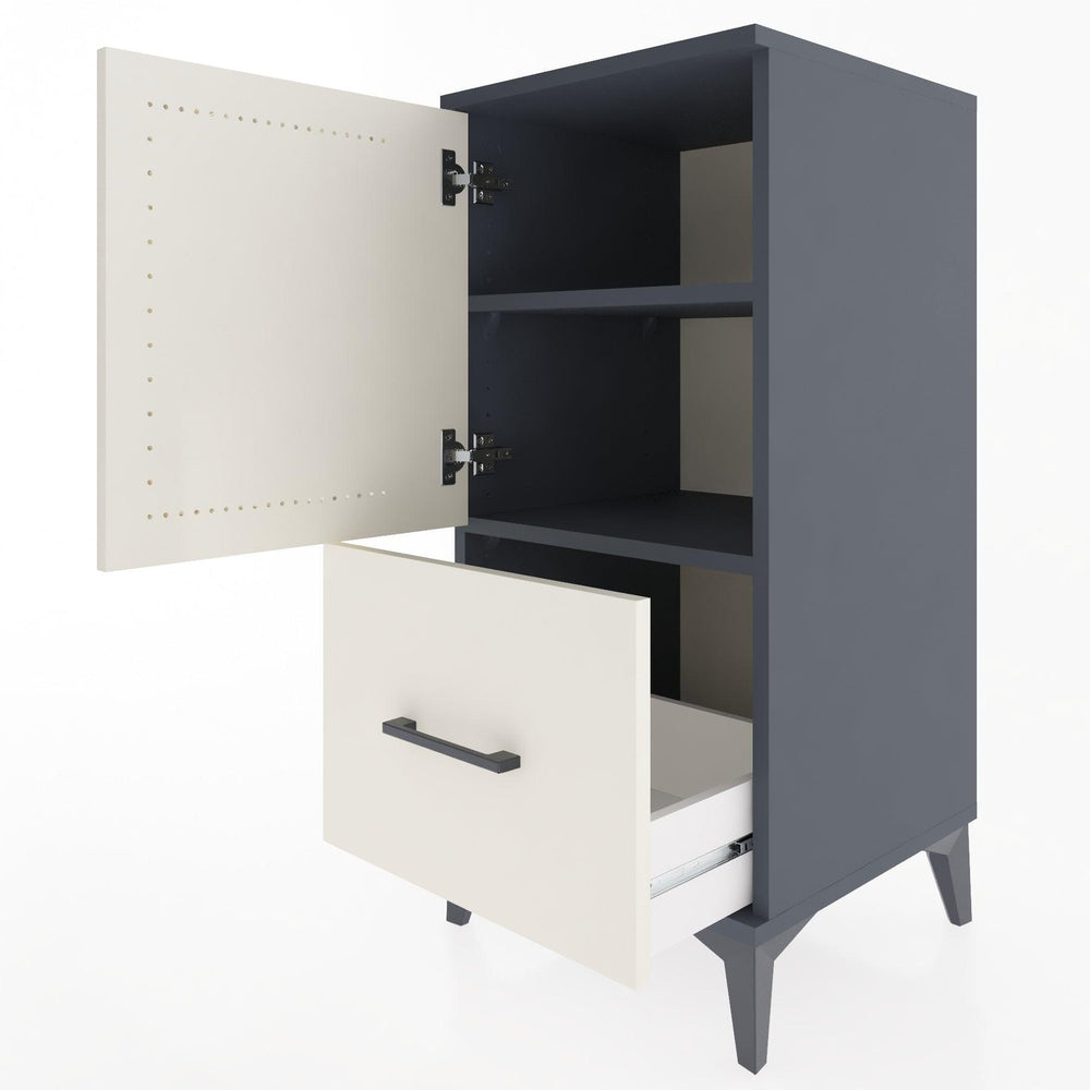 Woodntry Modular Nightstand Anthracite 44x44x84 cm with Cover and Drawer KC29-2