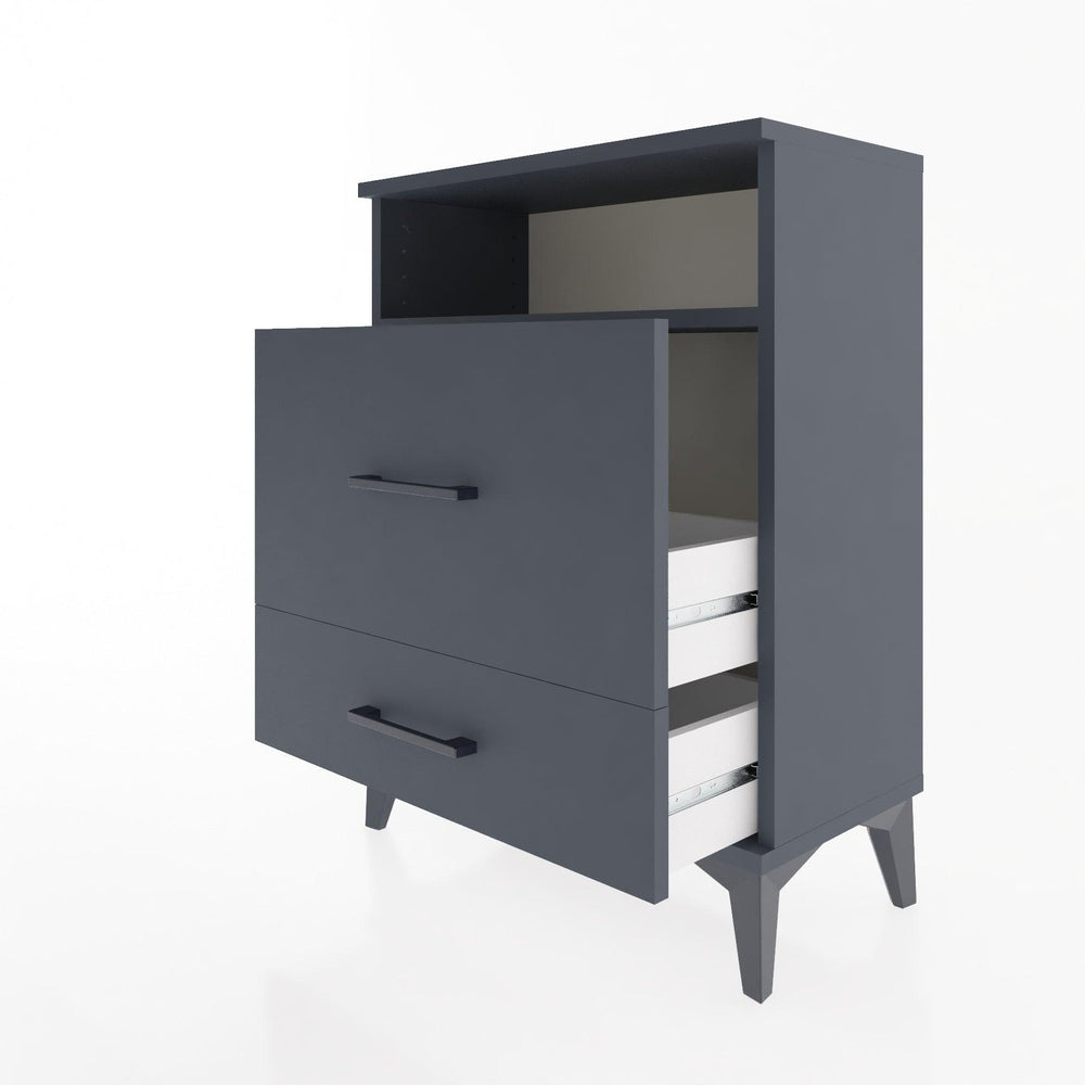 Woodntry Modular Nightstand Anthracite 60x30x68 cm with Drawer and Shelf CR7-2