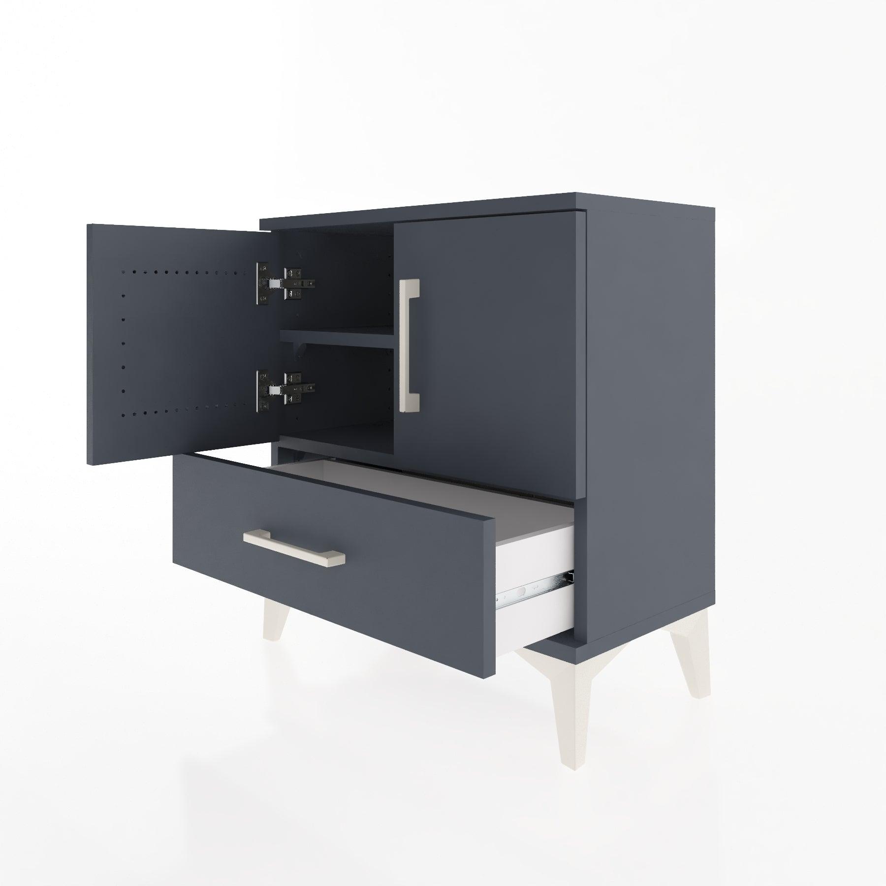 Woodntry Modular Nightstand Anthracite 60x30x52 cm with Cover and Drawer KC7-2