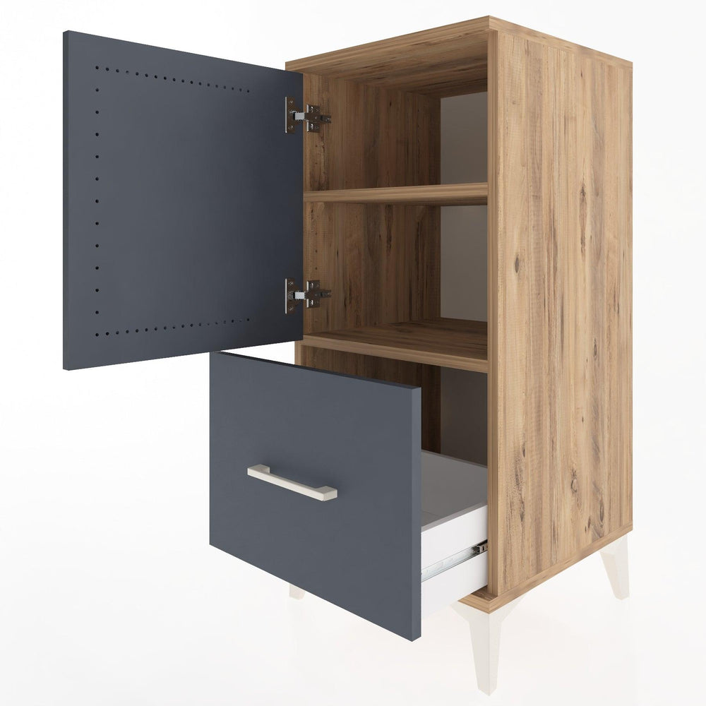 Woodntry Modular Nightstand Pine 44x44x84 cm with Cover and Drawer KC29-3