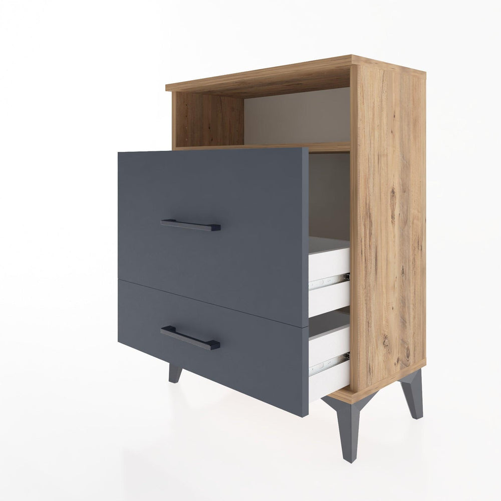 Woodntry Modular Nightstand Pine 60x30x68 cm with Drawers and Shelves CR7-3