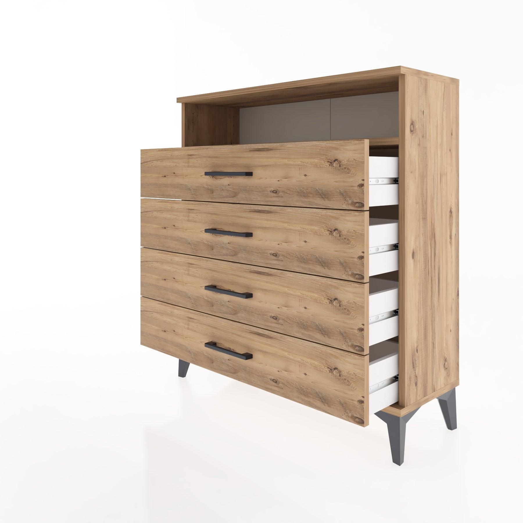 Woodntry Modular Dresser Pine 88x30x84 cm with Drawers and Shelves CR7-3