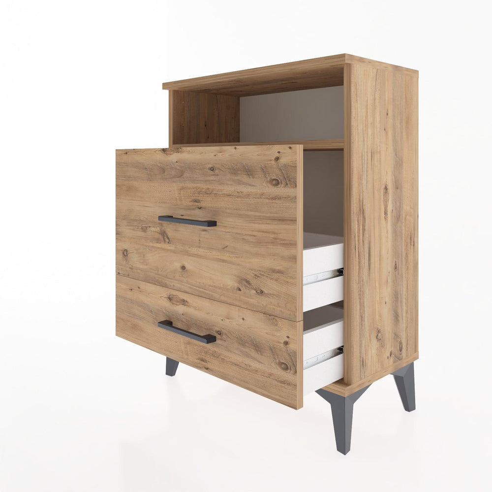 Woodntry Modular Nightstand Pine 60x30x68 cm with Drawers and Shelves CR7-3