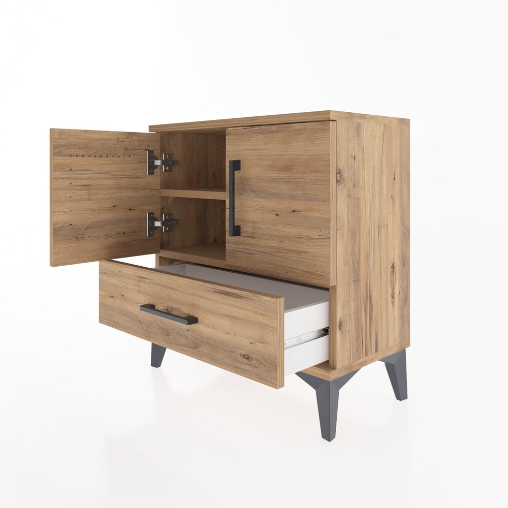 Woodntry Modular Nightstand Pine 60x30x52 cm with Cover and Drawer KC7-3