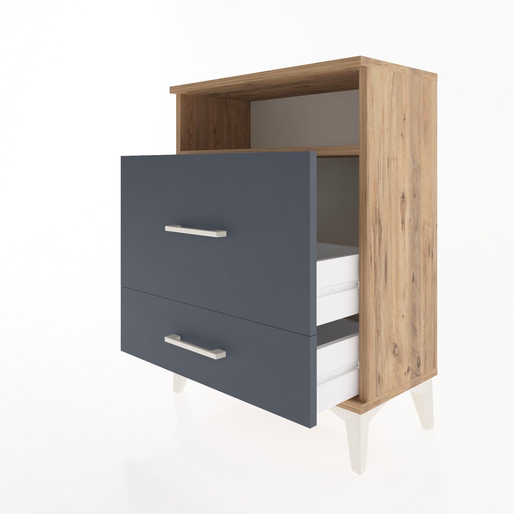Woodntry Modular Nightstand Pine 60x30x68 cm with Drawers and Shelves CR8-3