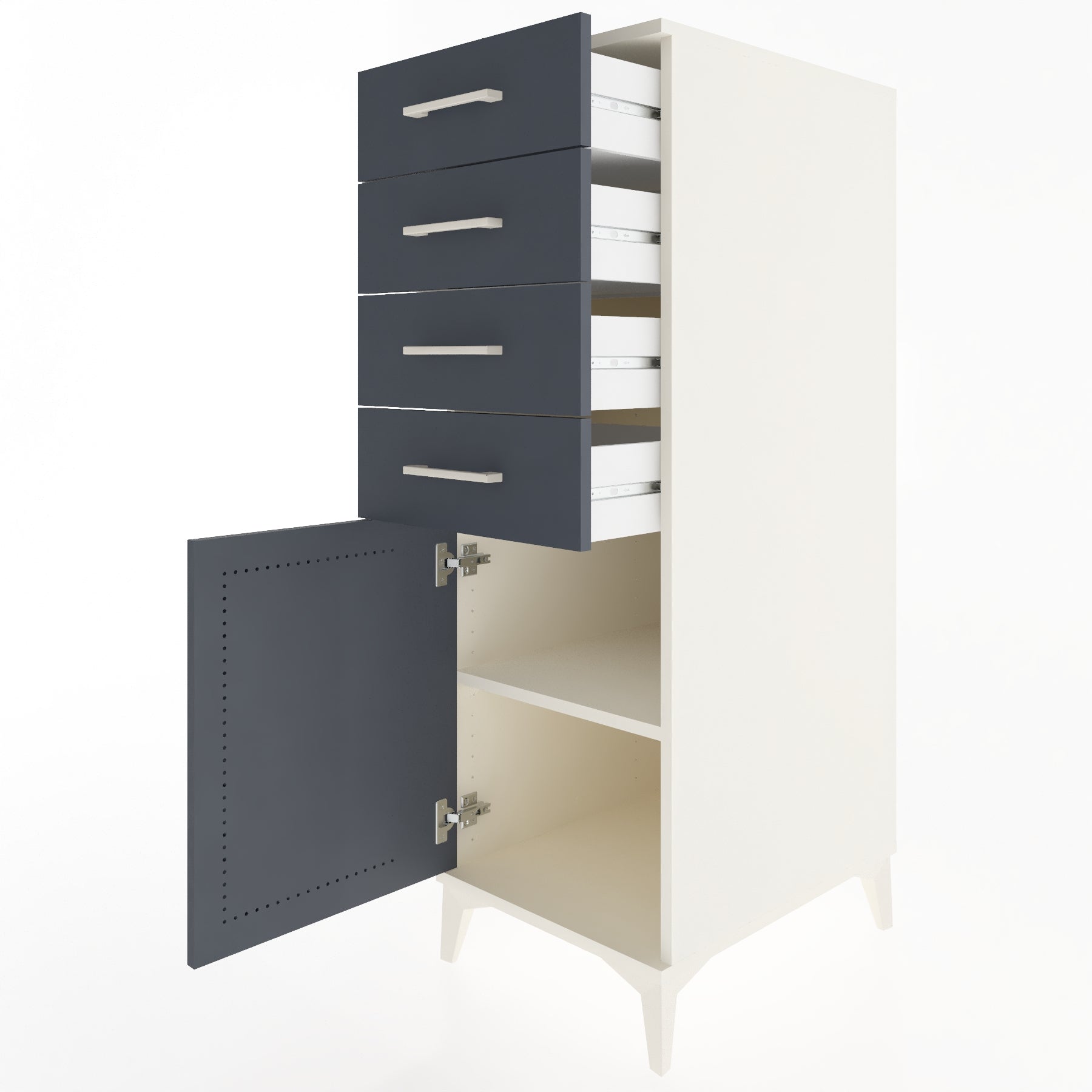 Woodntry Modular Cabinet Anthracite 44x59x122 cm with Doors and Drawers KC58-2