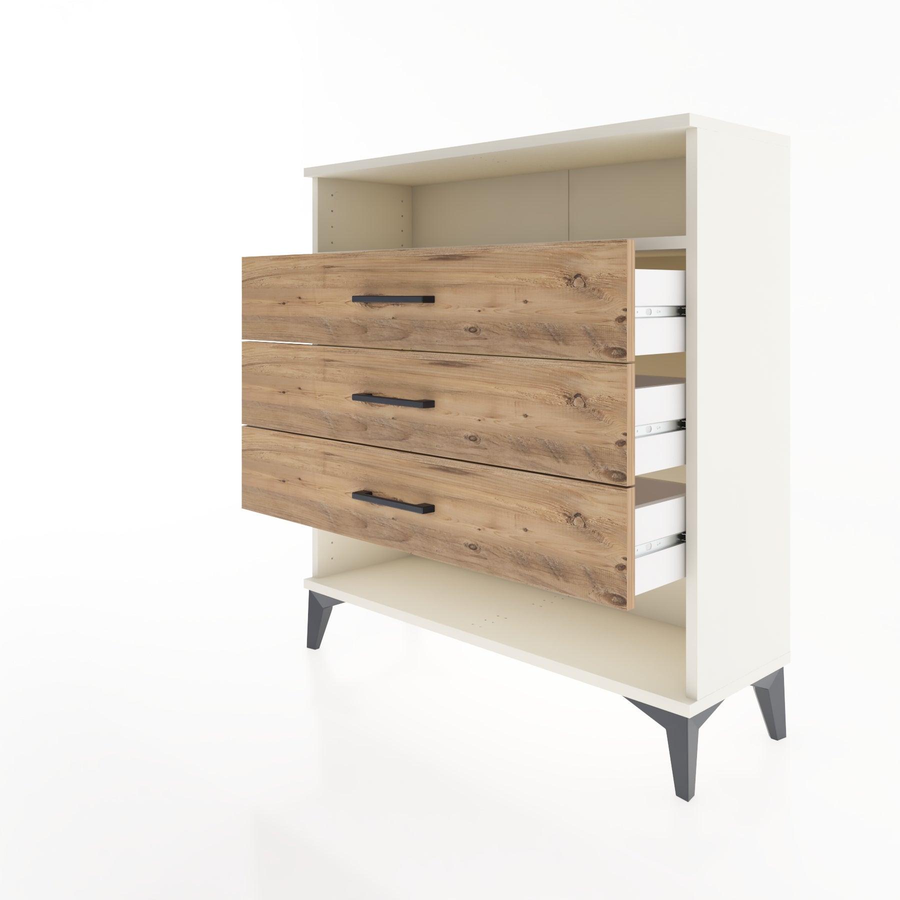 Woodntry Modular Dresser Moonstone 88x30x84 cm with Drawers and Shelves CR8-1