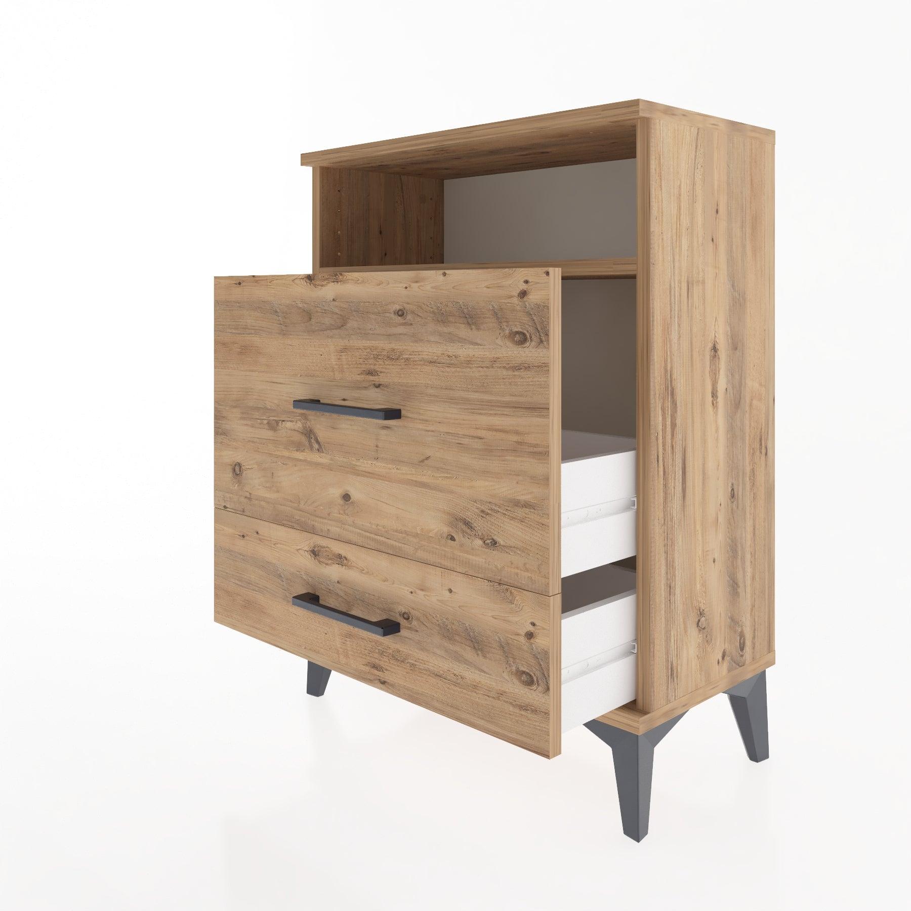 Woodntry Modular Nightstand Pine 60x30x68 cm with Drawers and Shelves CR8-3