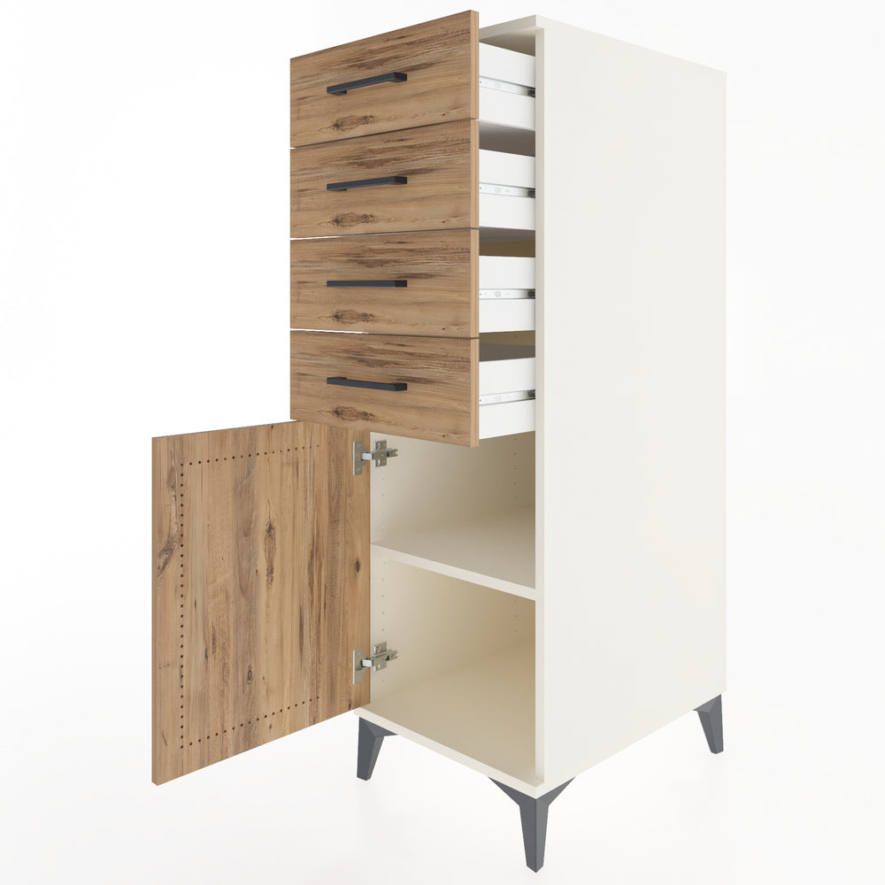 Woodntry Modüler Dolap Antrasit 44x59x122 cm Kapaklı ve Çekmeceli KC58-2