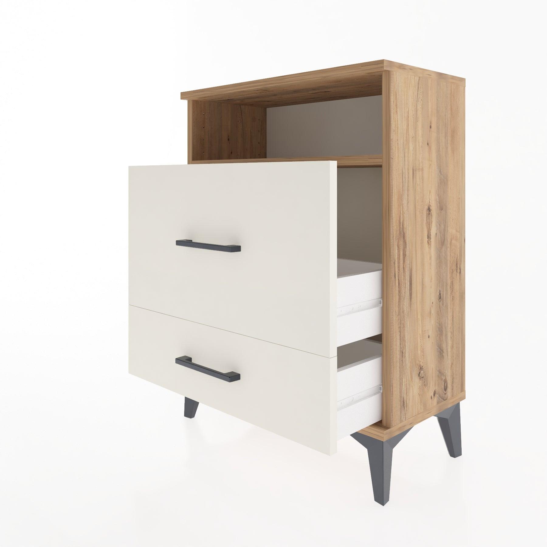Woodntry Modular Nightstand Pine 60x30x68 cm with Drawers and Shelves CR8-3