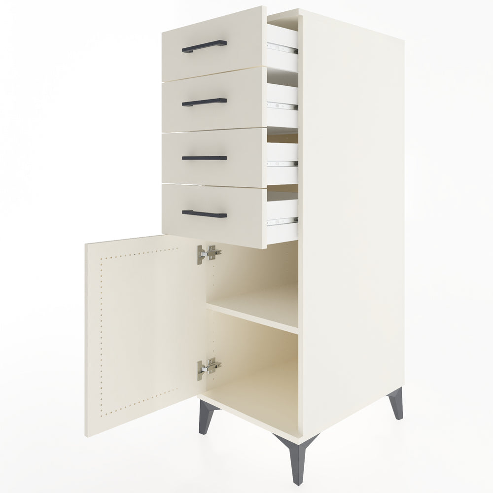 Woodntry Modüler Dolap Antrasit 44x59x122 cm Kapaklı ve Çekmeceli KC58-2