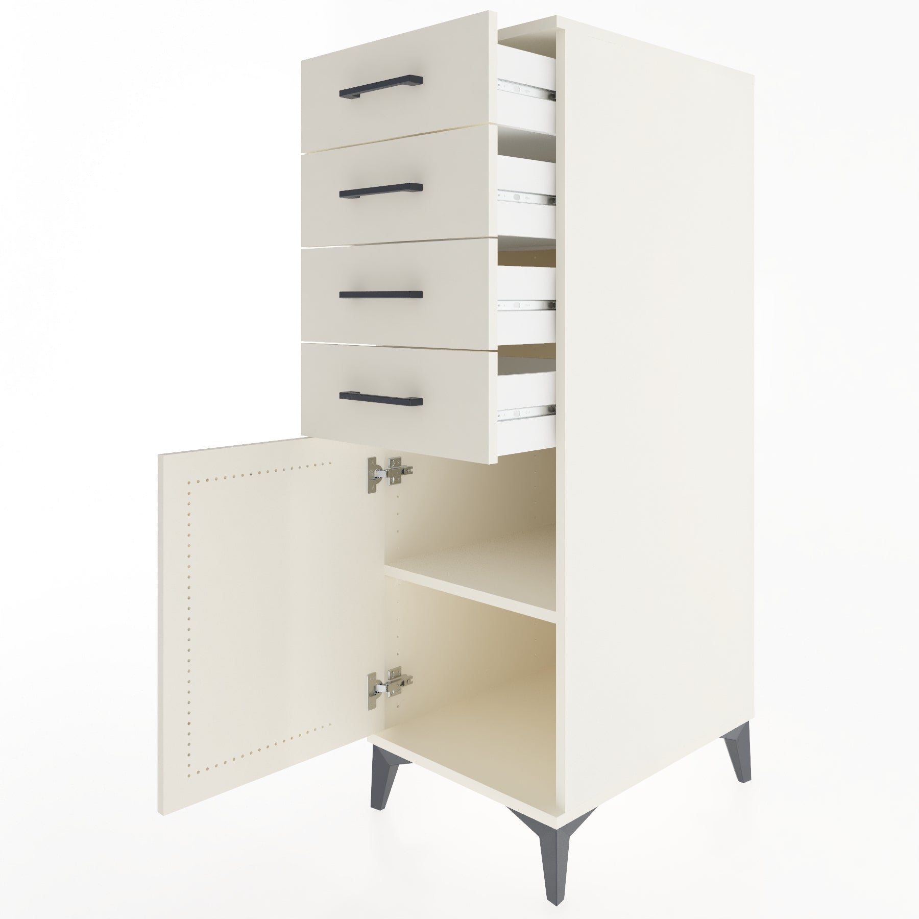 Woodntry Modular Cabinet Anthracite 44x59x122 cm with Doors and Drawers KC58-2