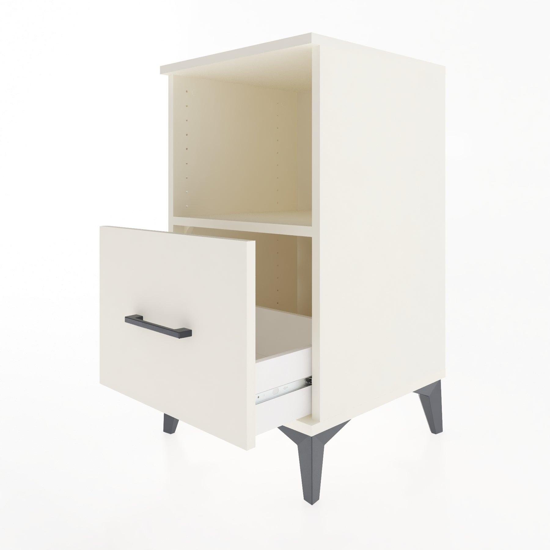 Woodntry Modular Nightstand Moonstone 44x44x68 cm with Drawer and Shelf CR8-1