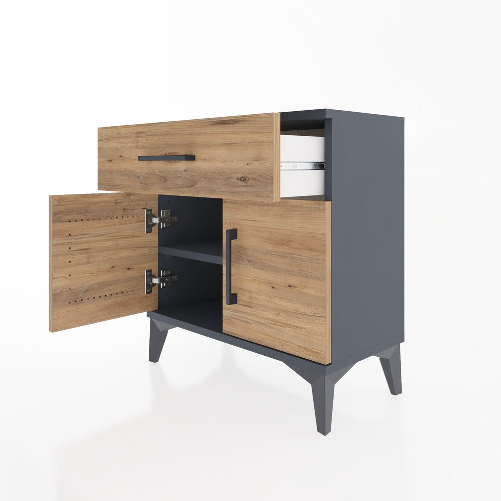 Woodntry Modular Nightstand Anthracite 60x30x52 cm with Cover and Drawer KC8-2