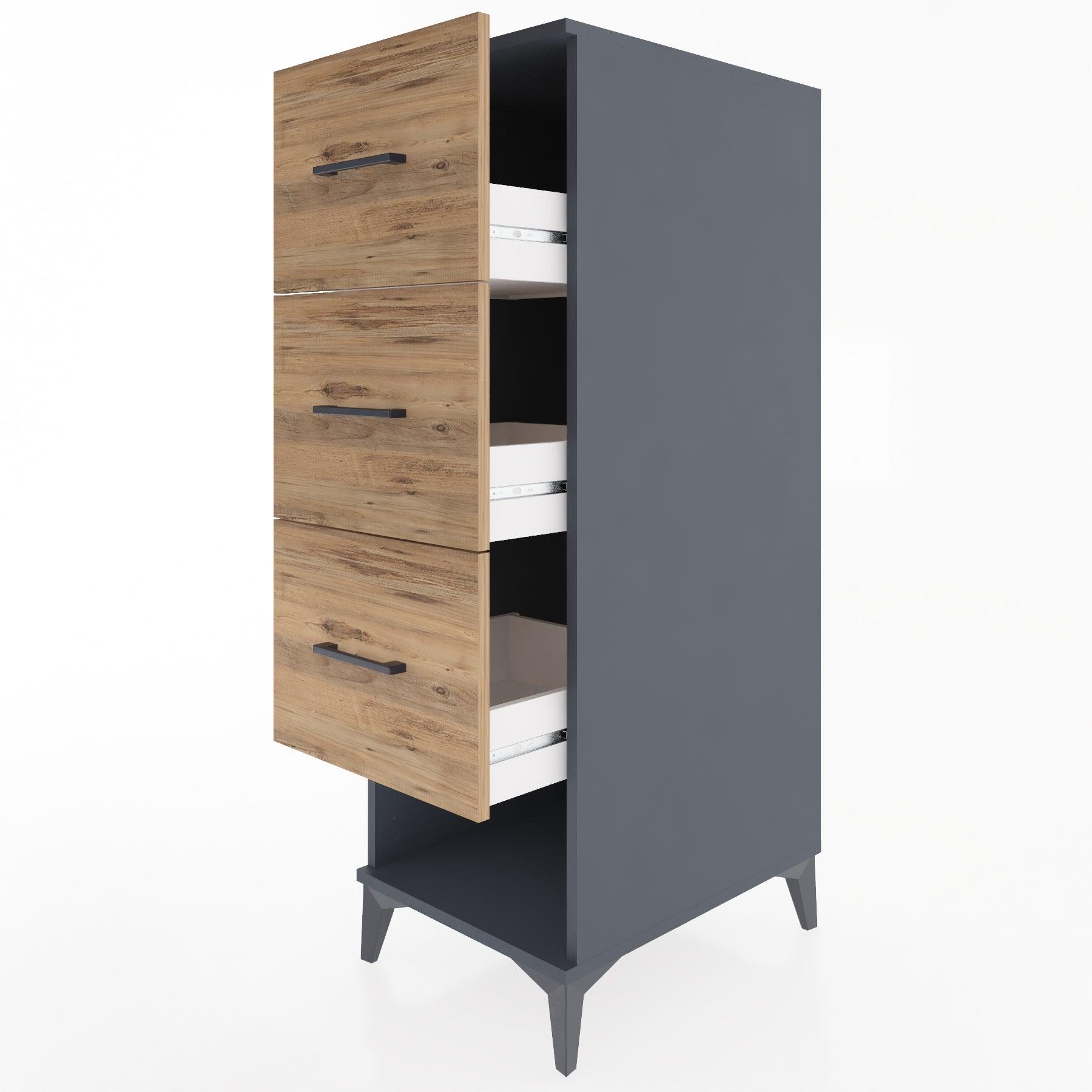 Woodntry Modular Cabinet Anthracite 44x30x122 cm with Drawers and Shelves CR108-2