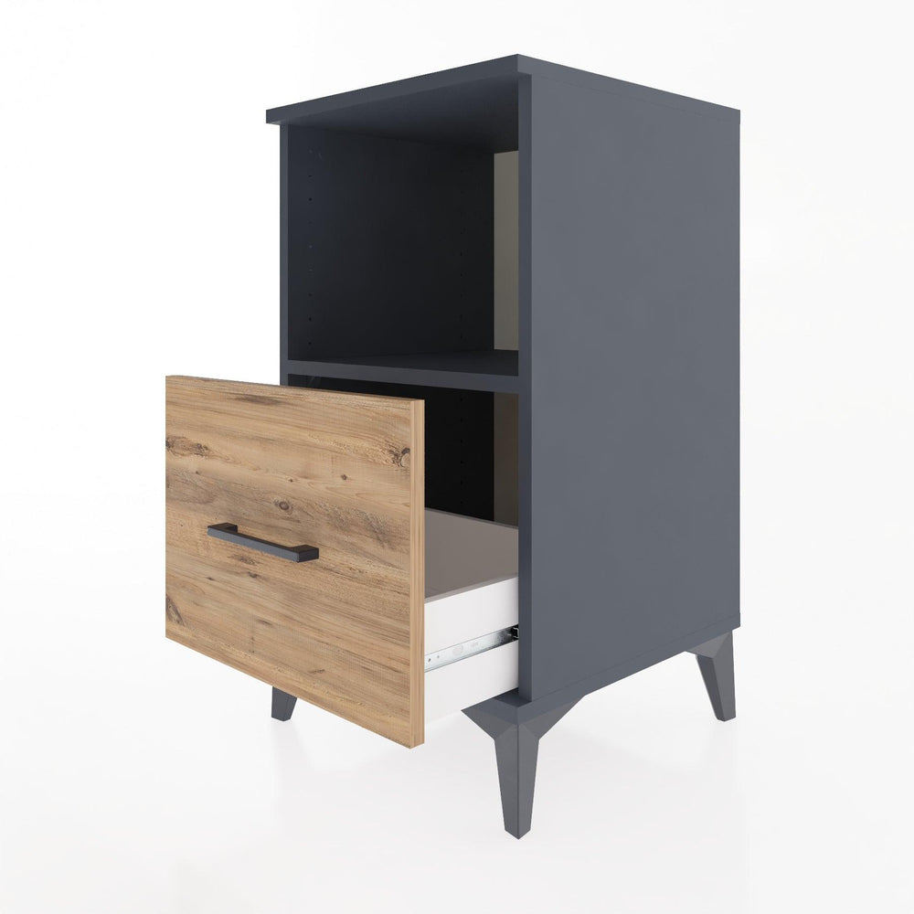 Woodntry Modular Nightstand Anthracite 44x44x68 cm with Drawers and Shelves CR8-2