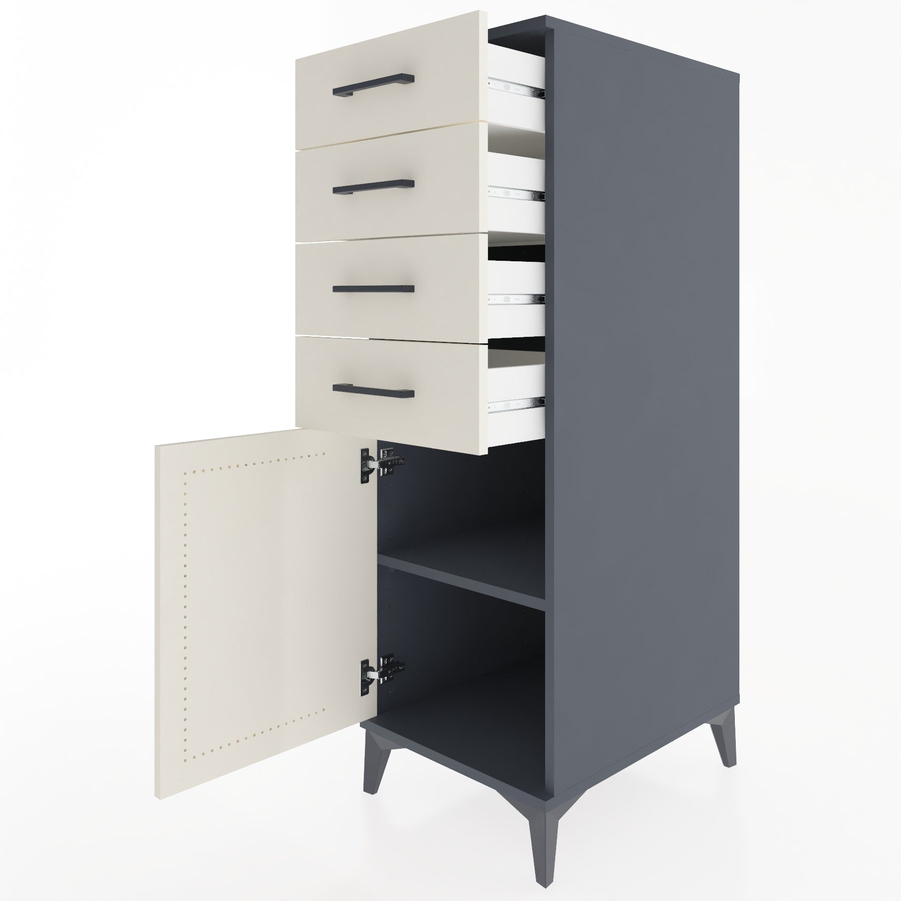 Woodntry Modular Cabinet Anthracite 44x59x122 cm with Doors and Drawers KC58-2