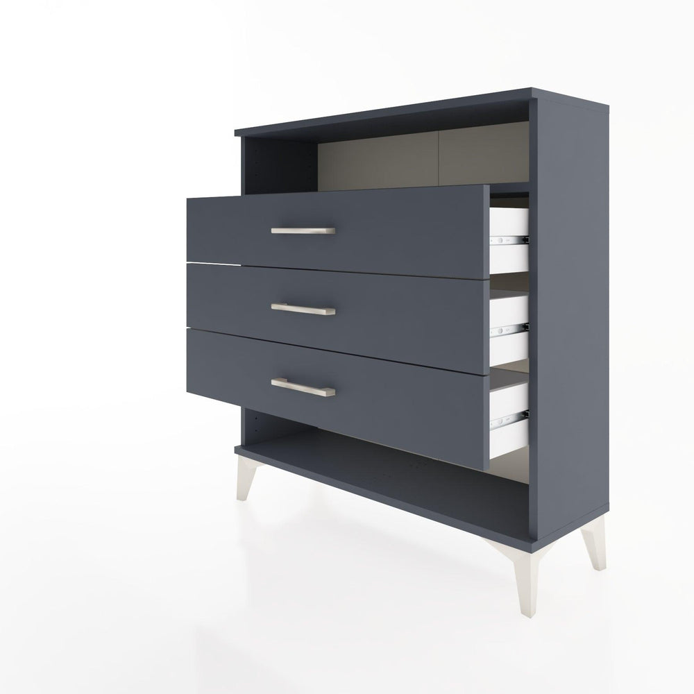 Woodntry Modüler Şifonyer Antrasit 88x30x84 cm Çekmeceli ve Raflı CR8-2