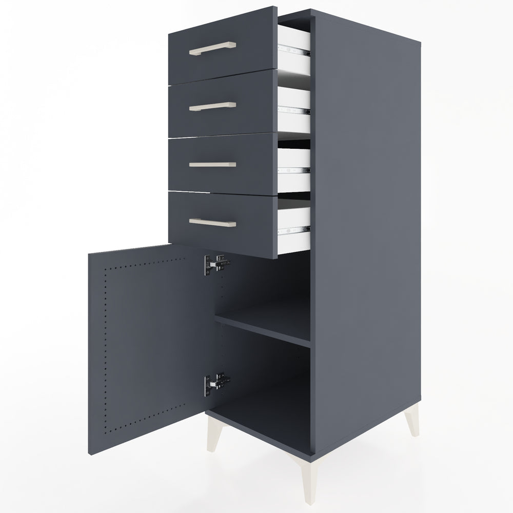 Woodntry Modüler Dolap Antrasit 44x59x122 cm Kapaklı ve Çekmeceli KC58-2