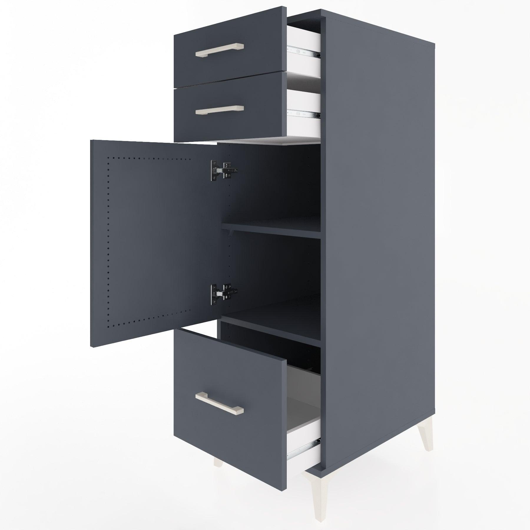 Woodntry Modular Cabinet Anthracite 44x30x122 cm with Doors and Drawers KC8-2