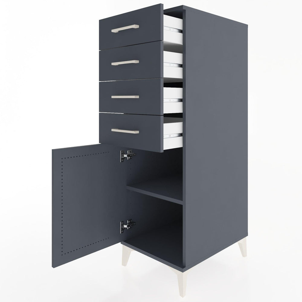 Woodntry Modüler Dolap Antrasit 44x30x122 cm Kapaklı ve Çekmeceli KC58-2