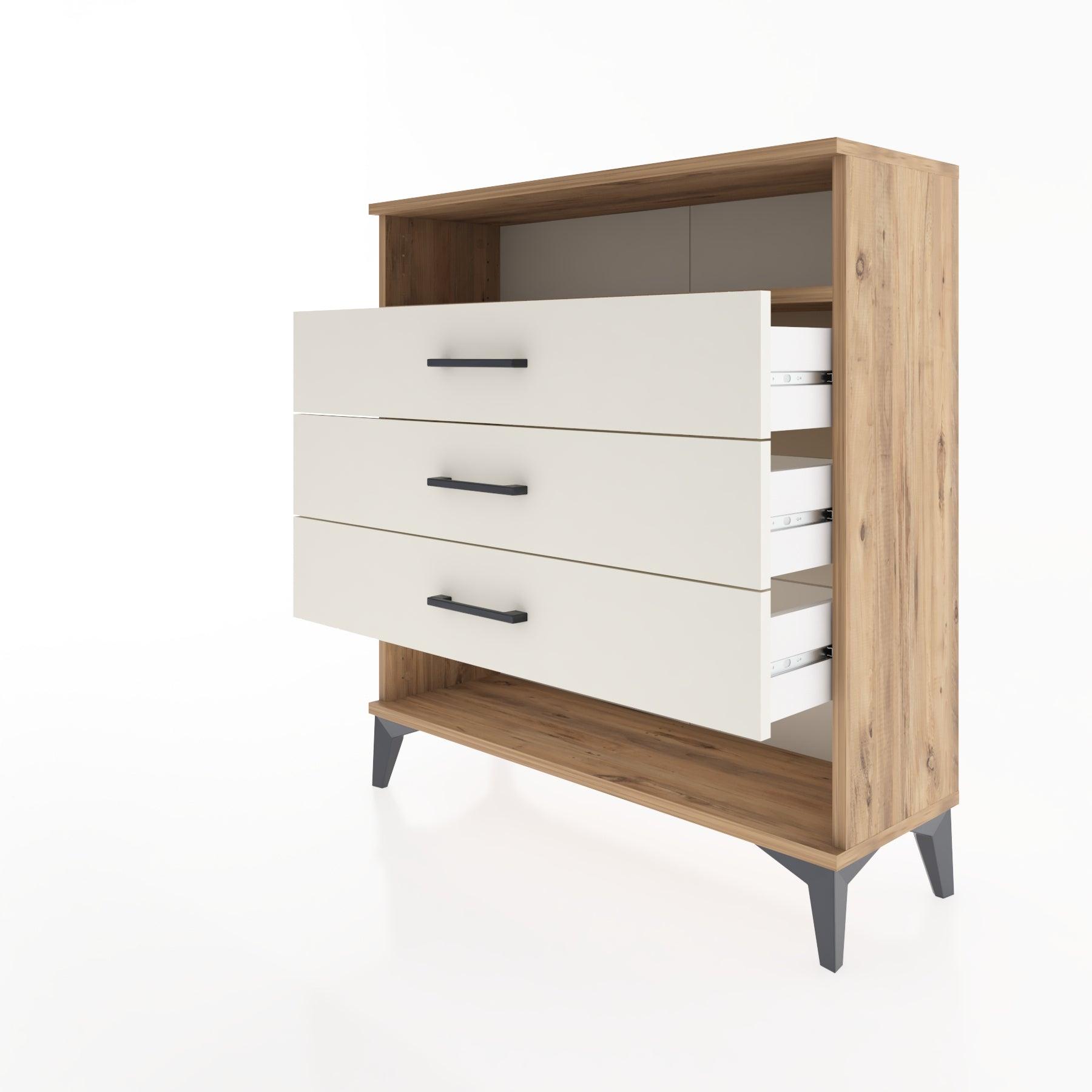 Woodntry Modular Dresser Pine 88x30x84 cm with Drawers and Shelves CR8-3