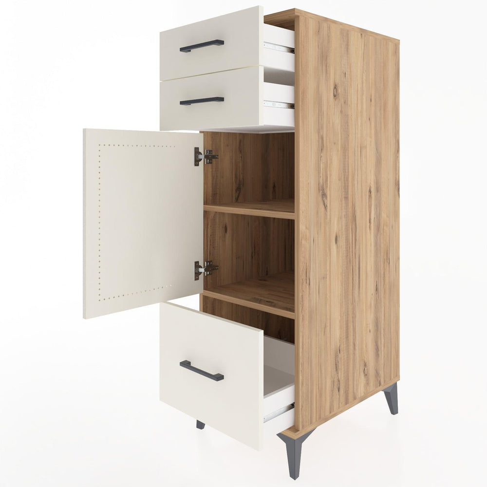 Woodntry Modular Cabinet Pine 44x30x122 cm with Doors and Drawers KC8-3