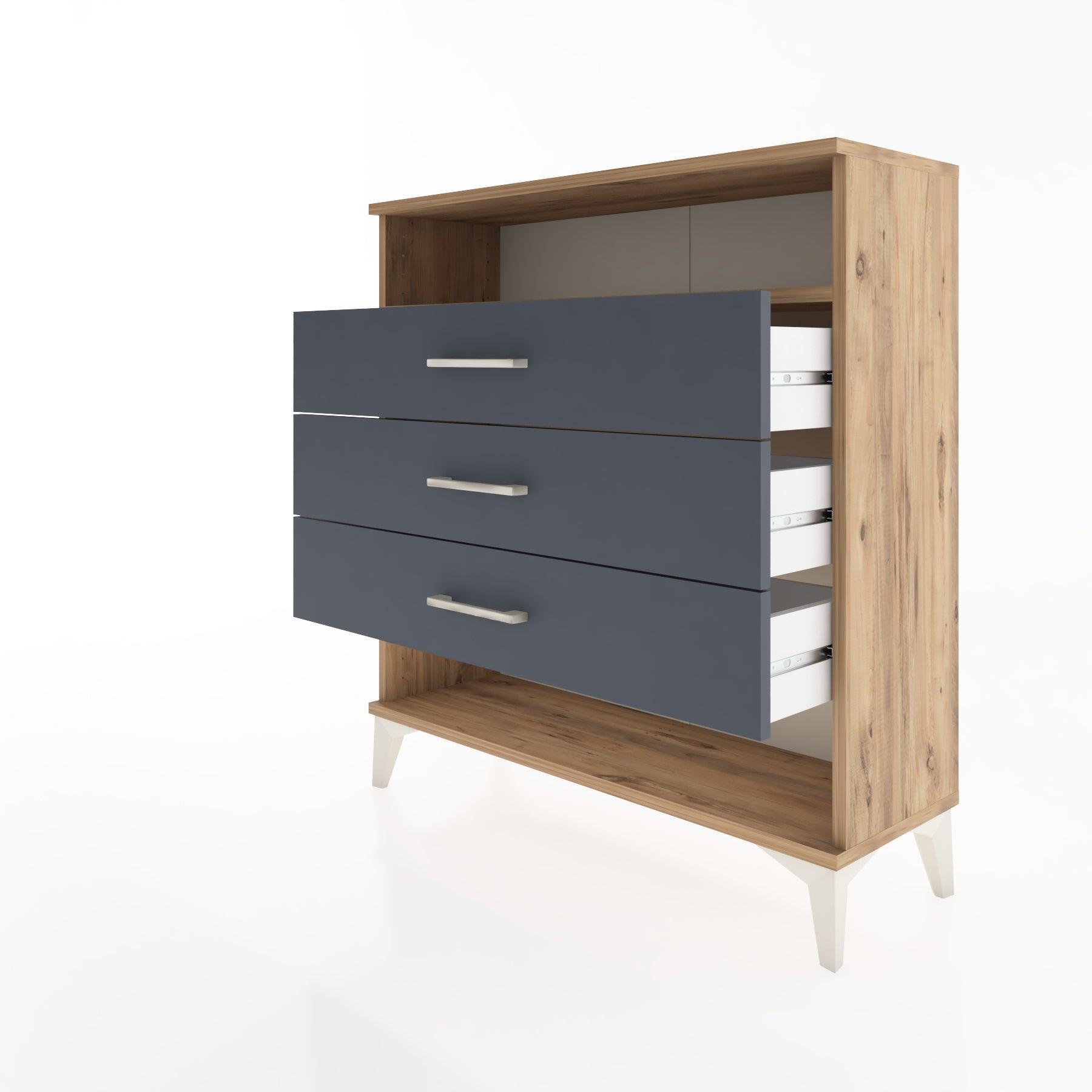 Woodntry Modular Dresser Pine 88x30x84 cm with Drawers and Shelves CR8-3