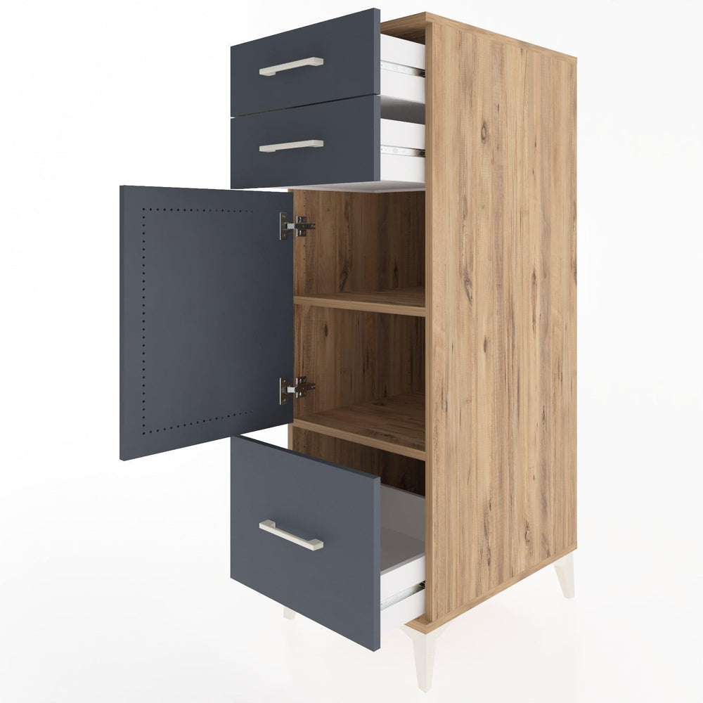 Woodntry Modular Cabinet Pine 44x30x122 cm with Doors and Drawers KC8-3