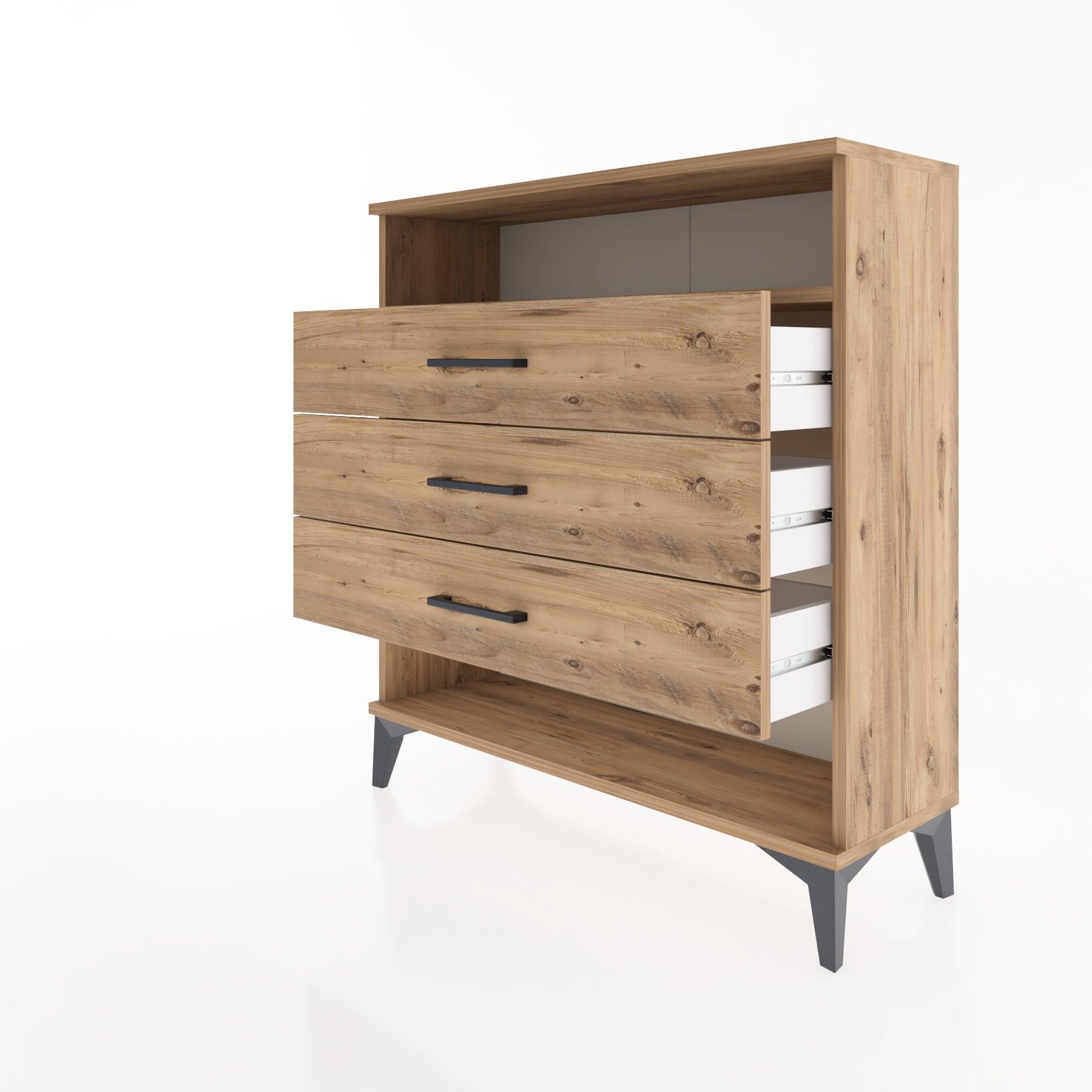 Woodntry Modular Dresser Pine 88x30x84 cm with Drawers and Shelves CR8-3