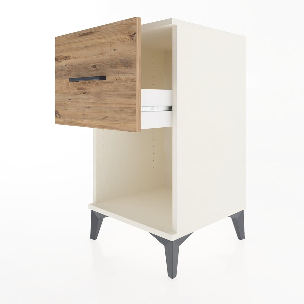 Woodntry Modular Nightstand Moonstone 44x44x68 cm with Drawer and Shelf CR9-1