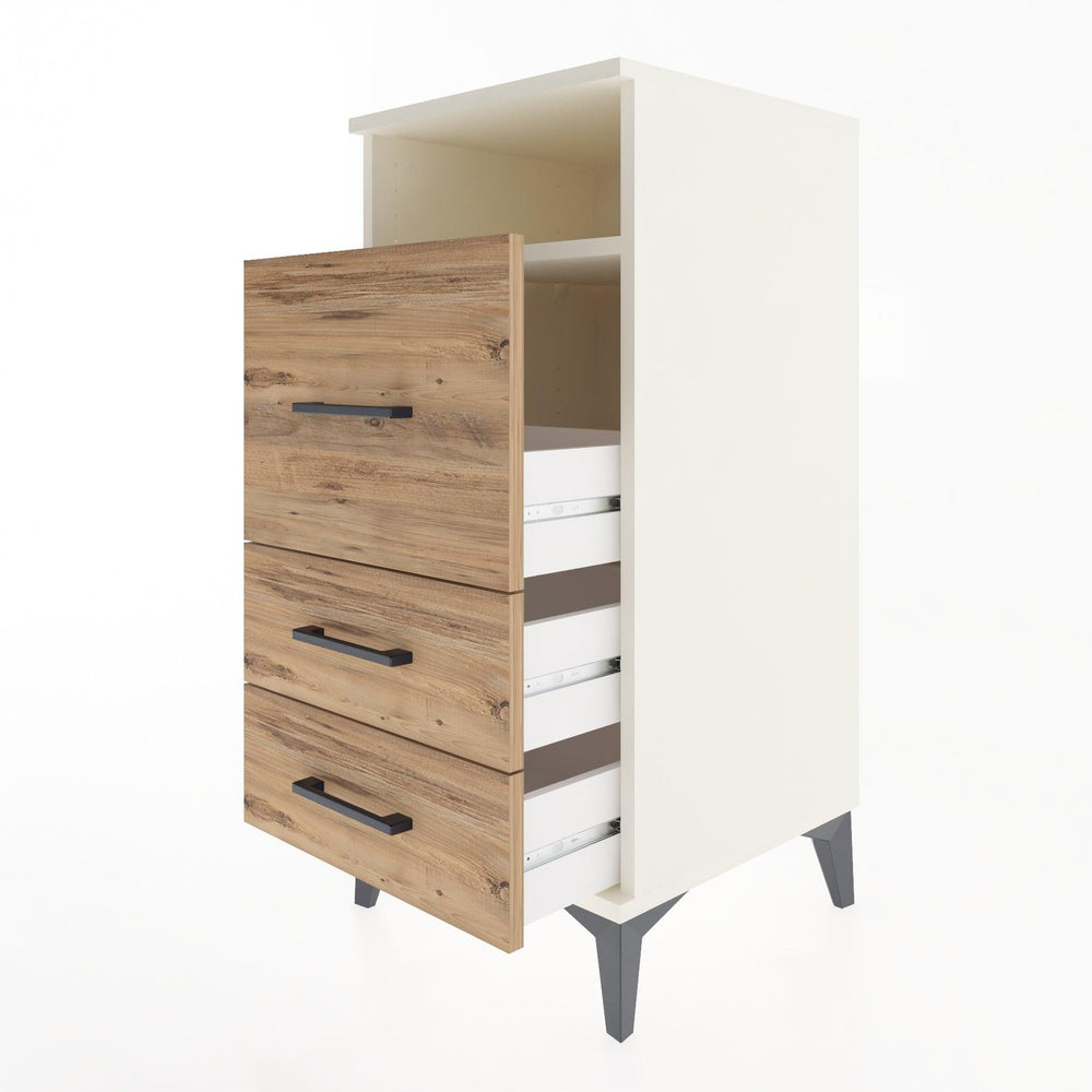 Woodntry Modular Nightstand Moonstone 44x44x84 cm with Drawer and Shelf CR9-1
