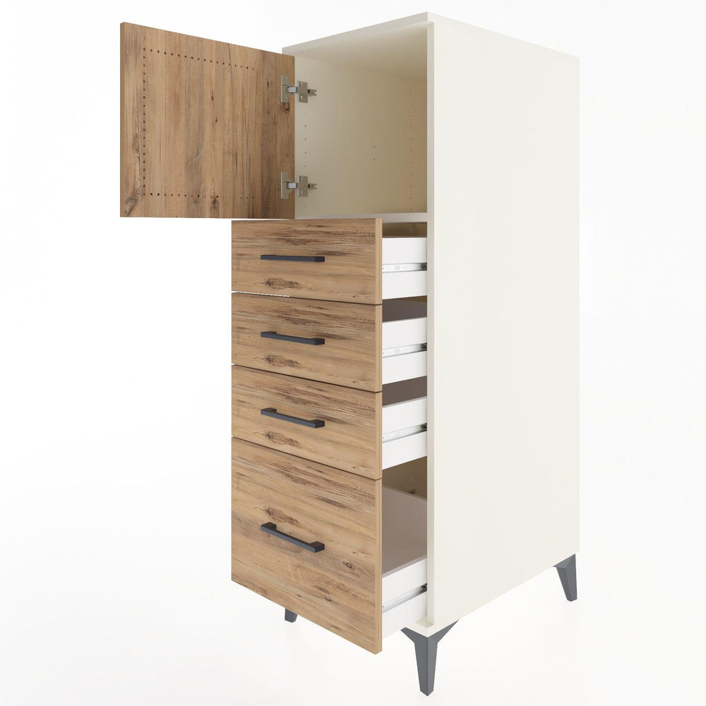Woodntry Modüler Dolap Aytaşı 44x30x122 cm Kapaklı ve Çekmeceli KC9-1