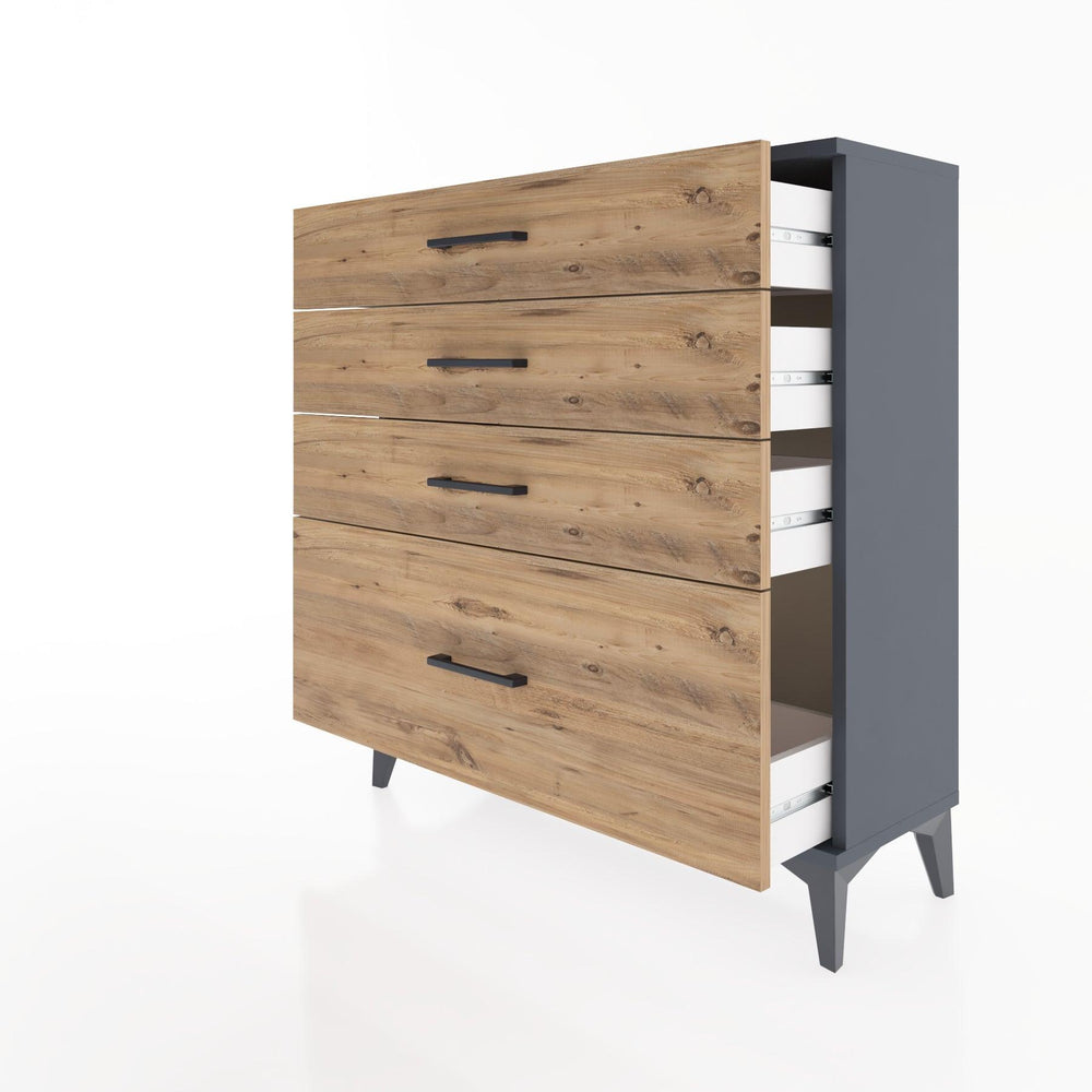 Woodntry Modüler Şifonyer Antrasit 88x30x84 cm Çekmeceli C9-2